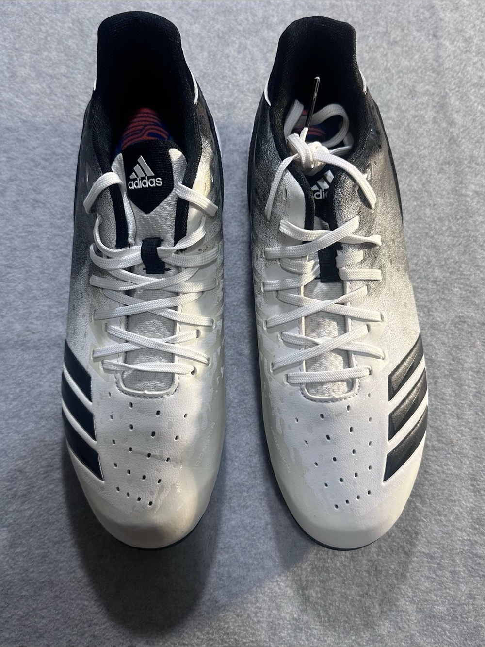 Adidas Men’s Size 8 Baseball Cleats G26905 White Black Low Top Molded